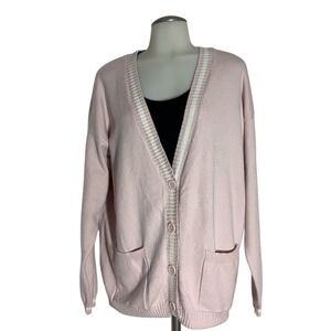 Pink Republic Womens Cardigan Sweater XL Pink V Neck Button‎ Front Pockets NOTE